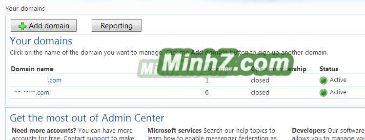 Đăng ký email dạng tên miền với Windows live admin center