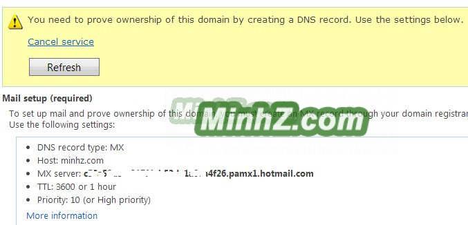 Cài đặt mail DNS cho Outlook