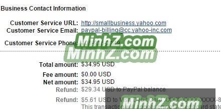 yahoo small bussiness refund